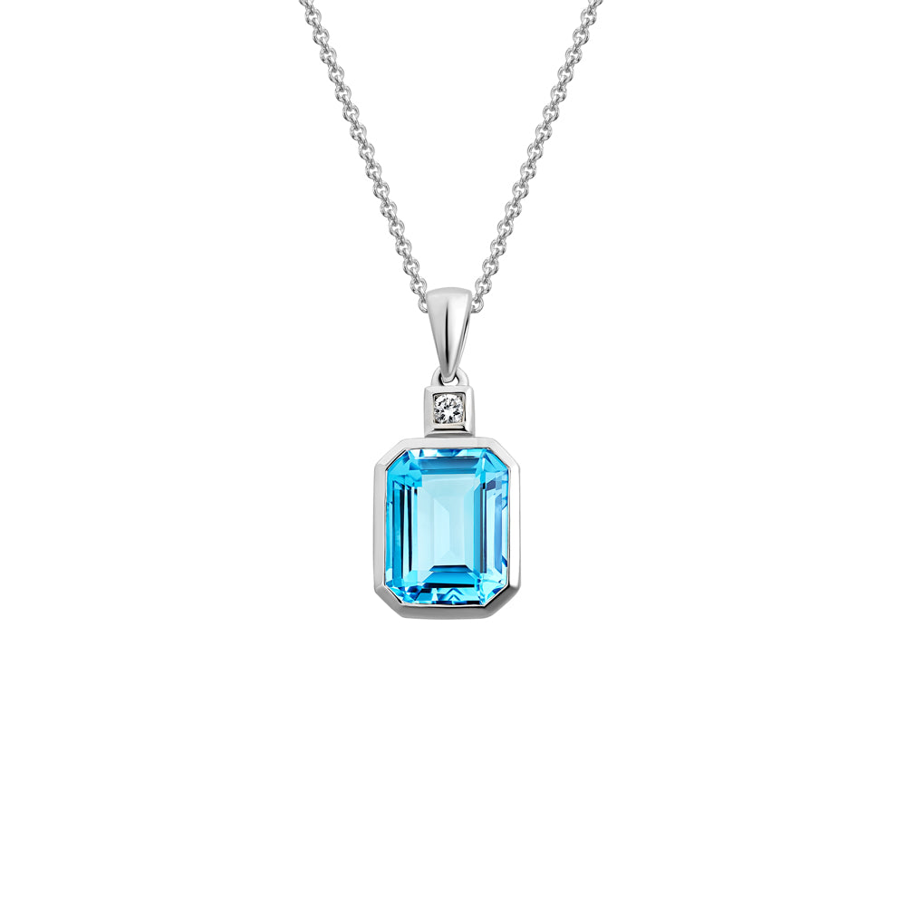 Emerald Cut Semi-Precious Gemstone Pendant Necklace