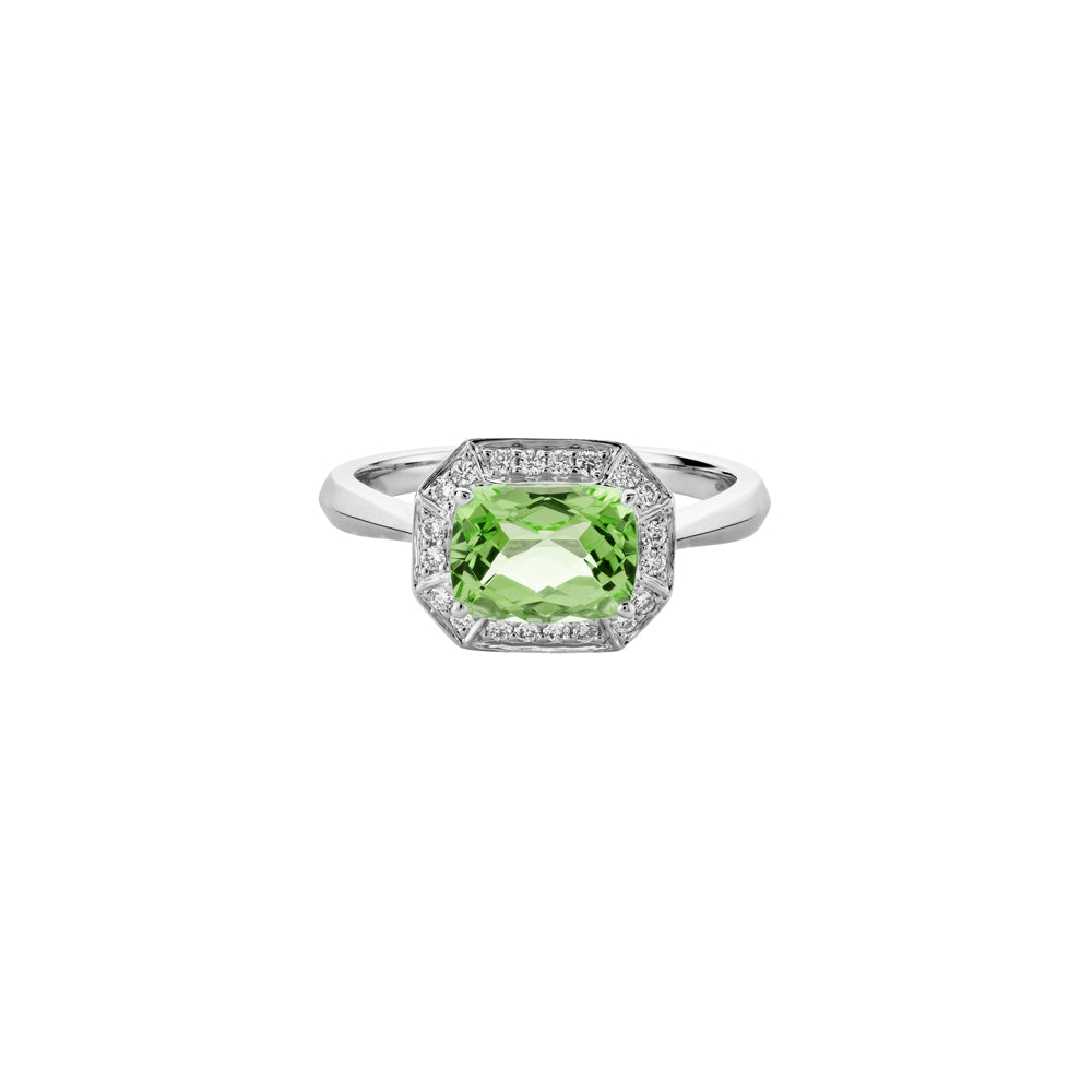 Semi-Precious Gemstone and Diamond Halo Ring