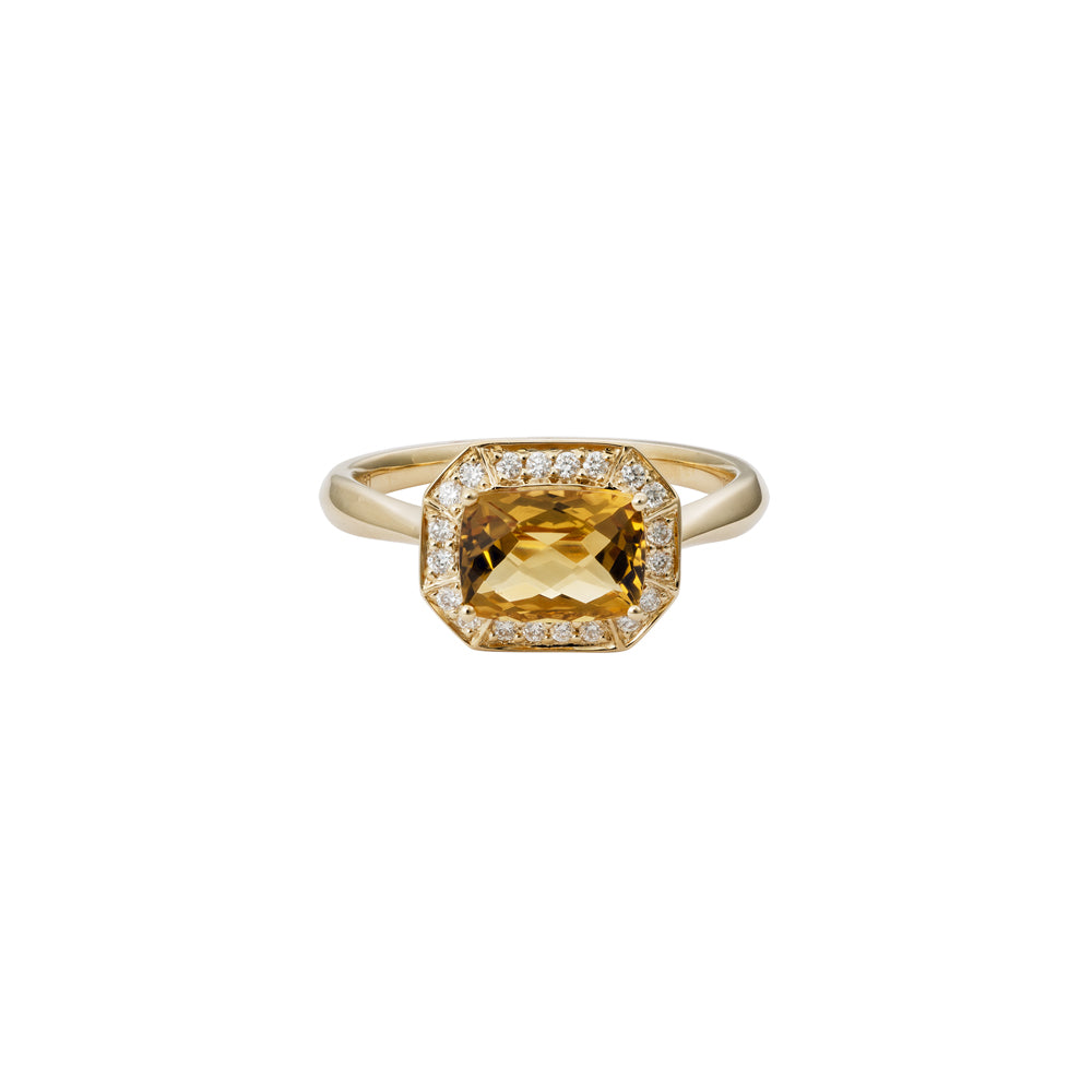 Semi-Precious Gemstone and Diamond Halo Ring