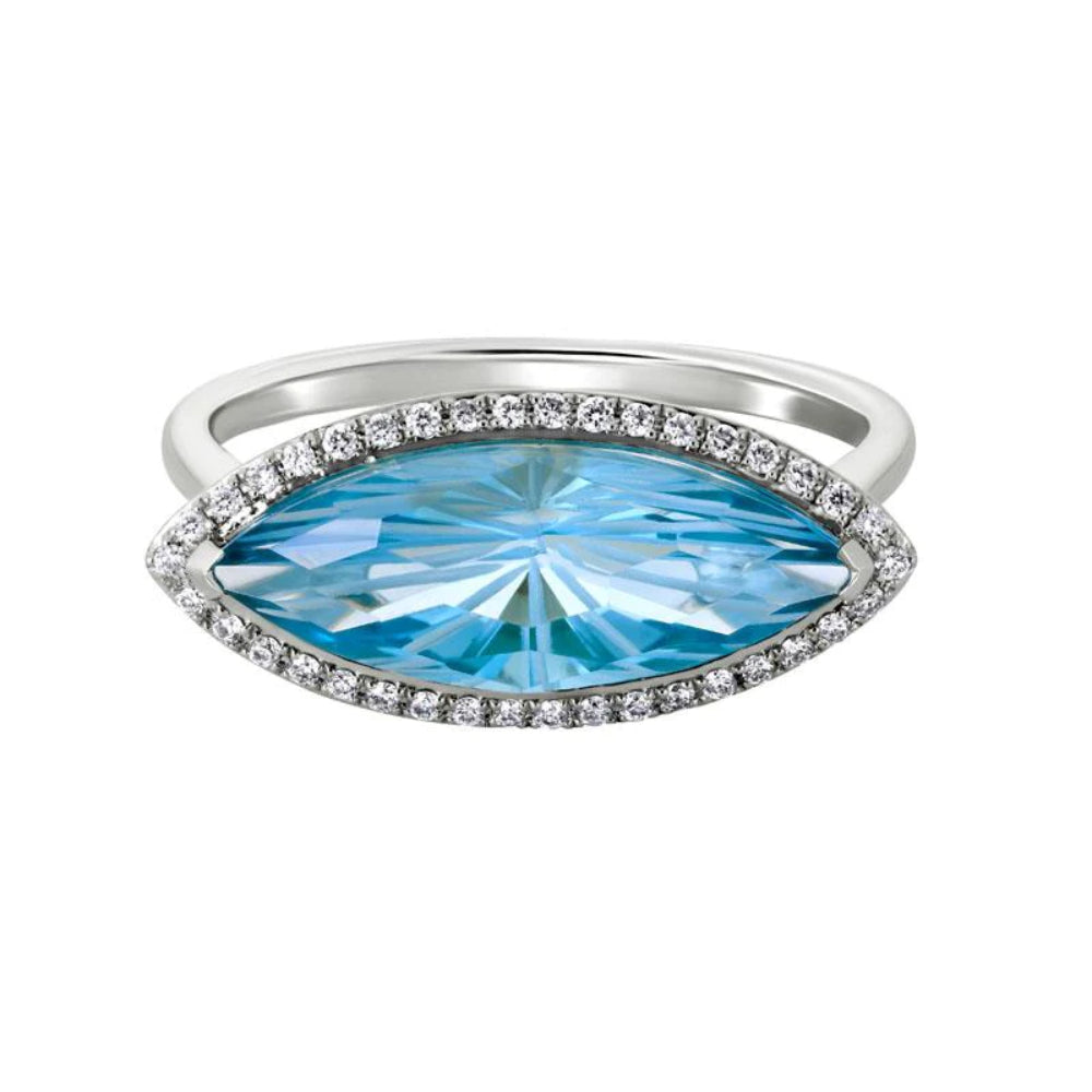 14k Marquise Cut Gemstone & Diamond Ring