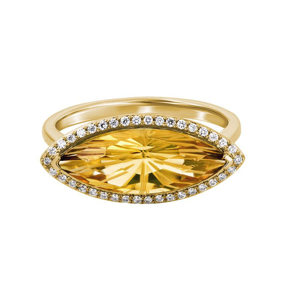 14k Marquise Cut Gemstone & Diamond Ring