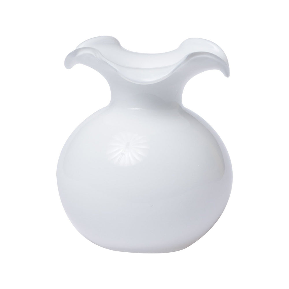 Vietri Hibiscus Glass White Small Fluted Vase