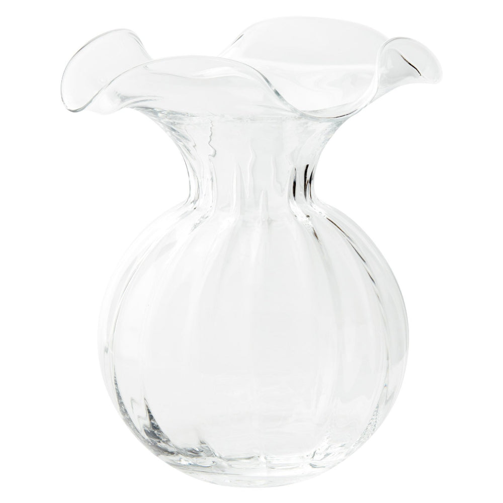 Vietri Hibiscus Glass Clear Large Fluted Vase