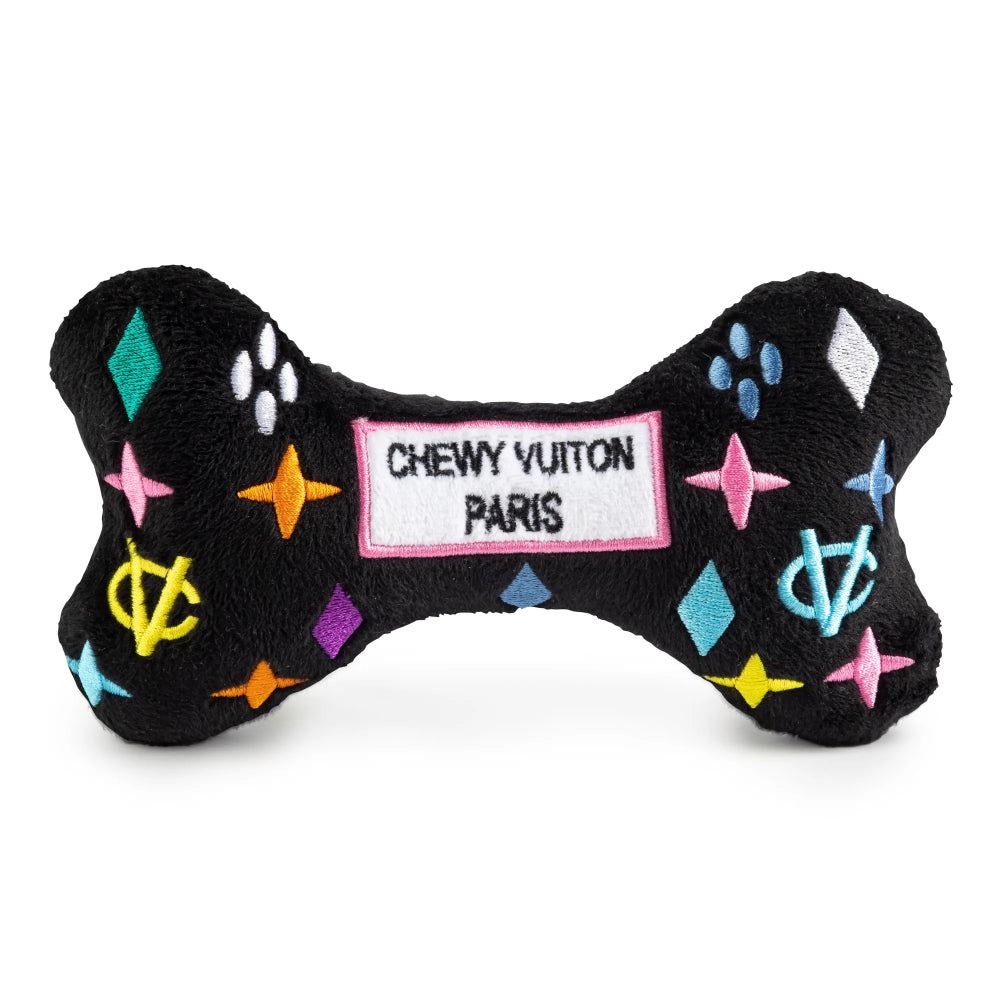 Haute Diggity Dog Black Monogram Chewy Vuiton Bone Toy