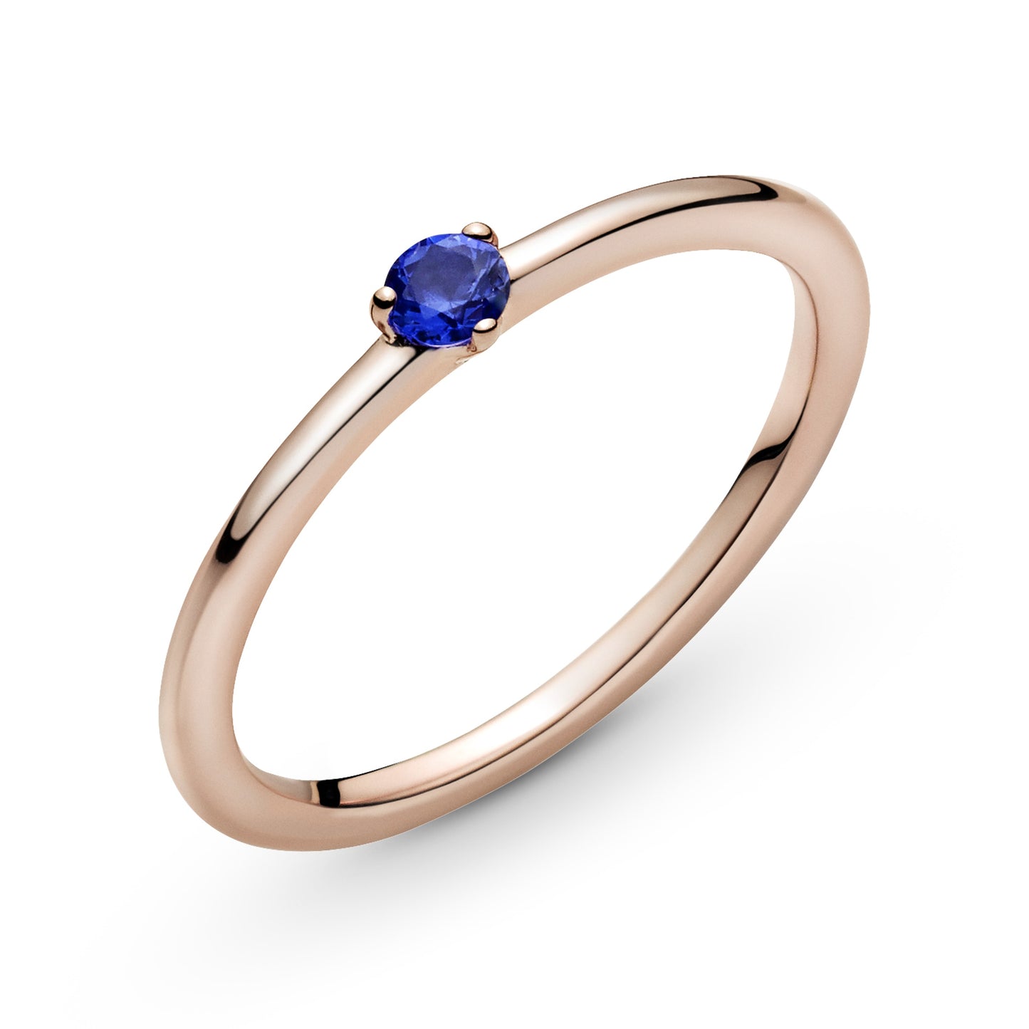 Pandora 14k rose gold-plated Solitaire Ring Blue Crystal