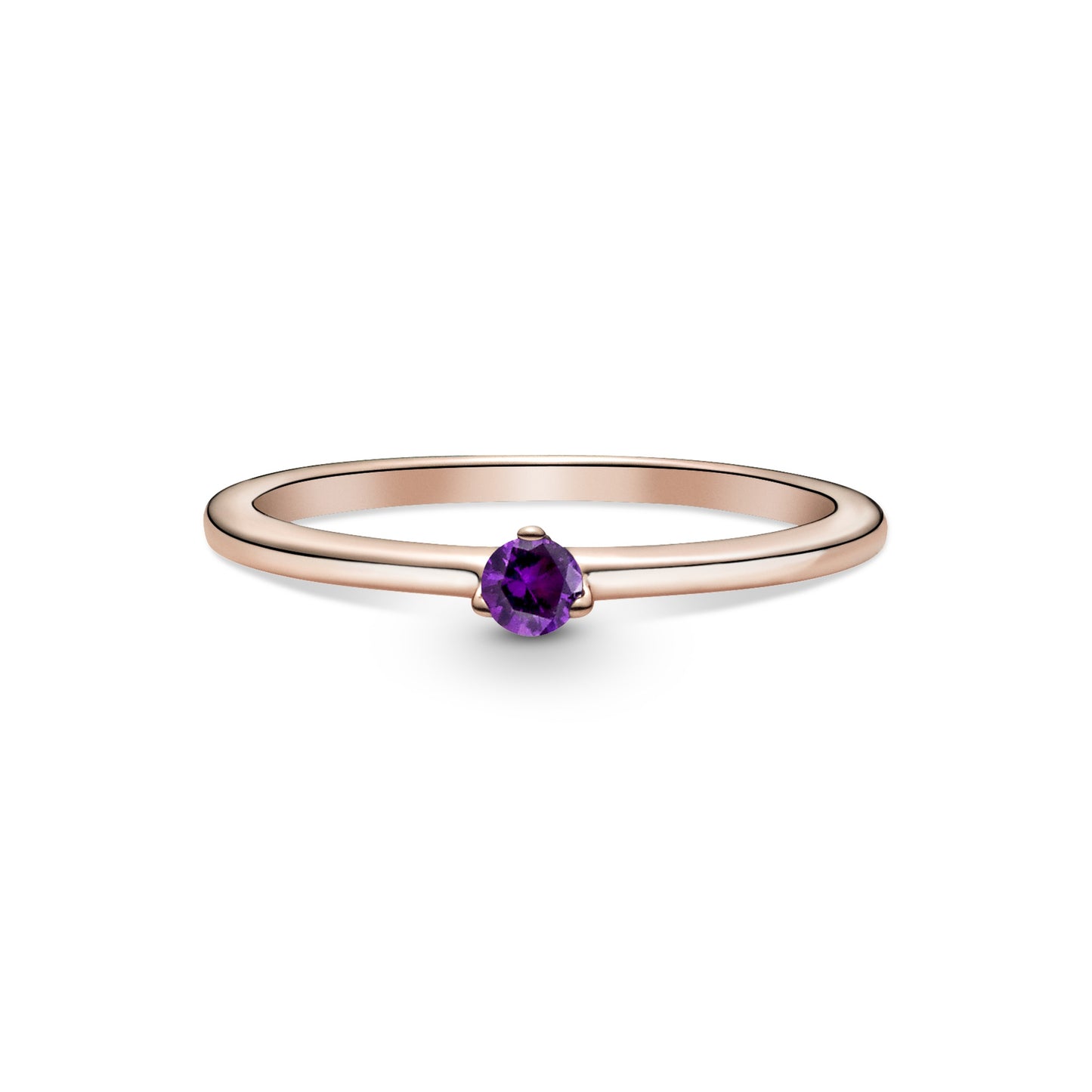 Pandora 14k rose gold-plated  Solitaire Ring Purple Crystal
