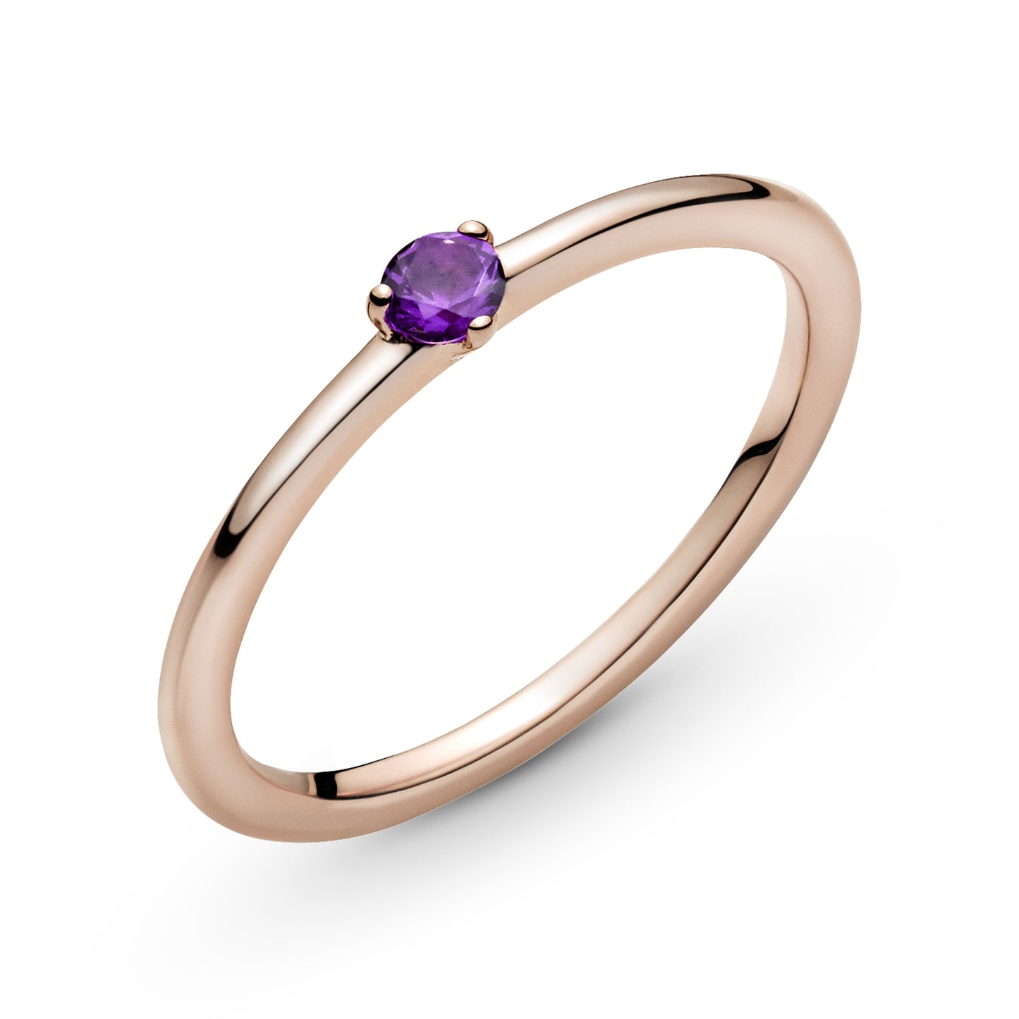Pandora 14k rose gold-plated  Solitaire Ring Purple Crystal