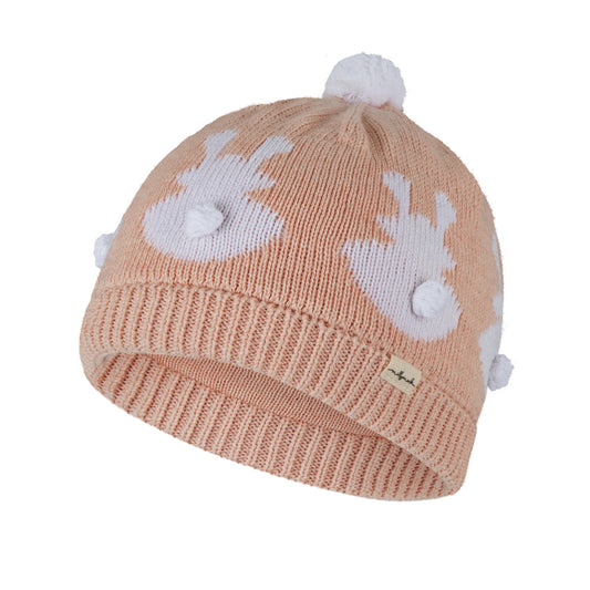 Millymook Baby Girl's Fluffy Beanie- Peach