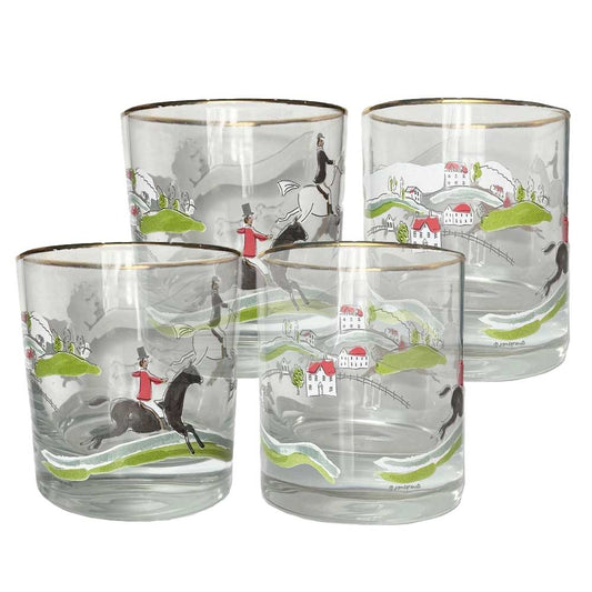 Pomegranate Hunt Scene Bourbon Glass
