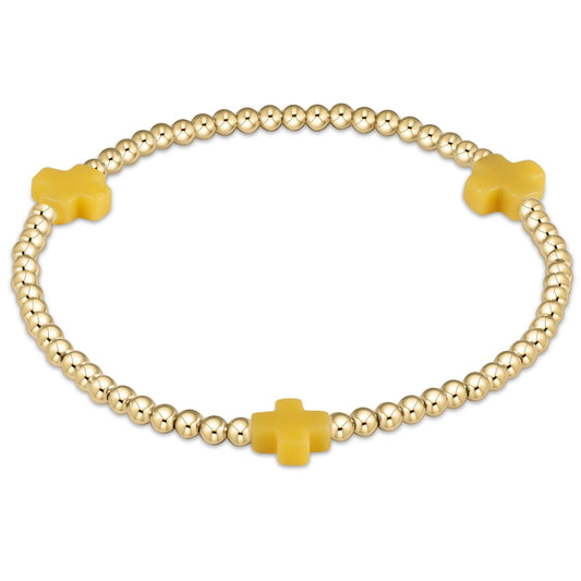 enewton 6.25" Signature Cross Gold Pattern 3mm Bead Bracelet - Canary
