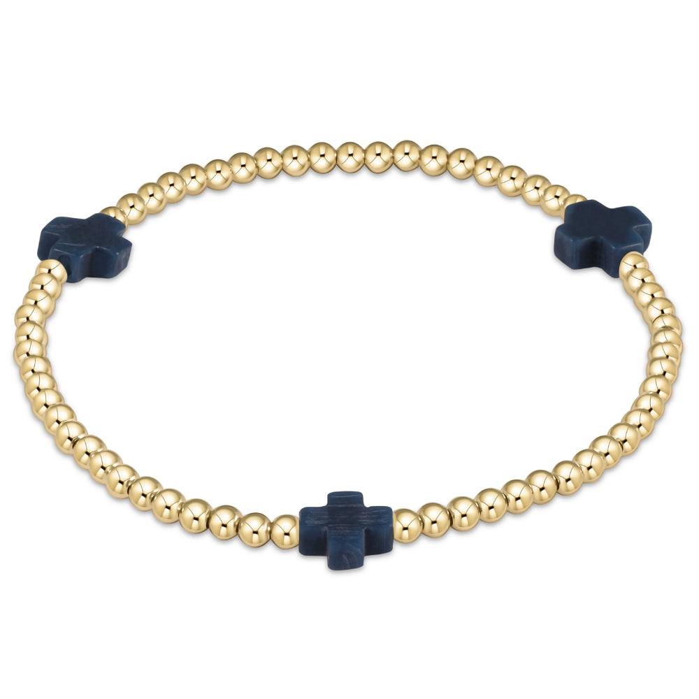 enewton Signature Cross Gold Pattern 3mm Bead Bracelet