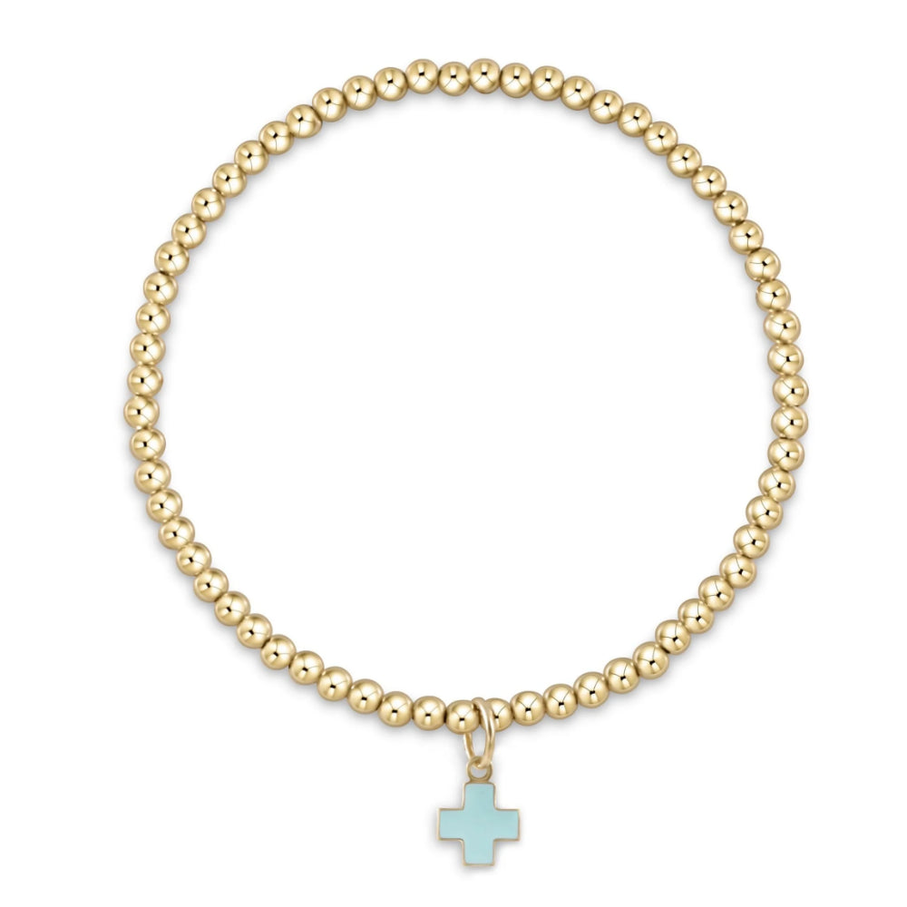 enewton egirl 3mm Beaded Bracelet with Signature Cross Gold Charm