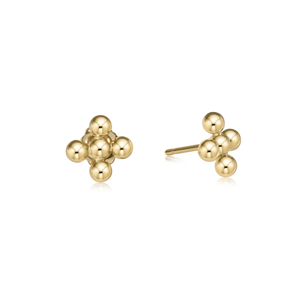 enewton Classic Beaded Signature Cross Stud - Gold 4mm