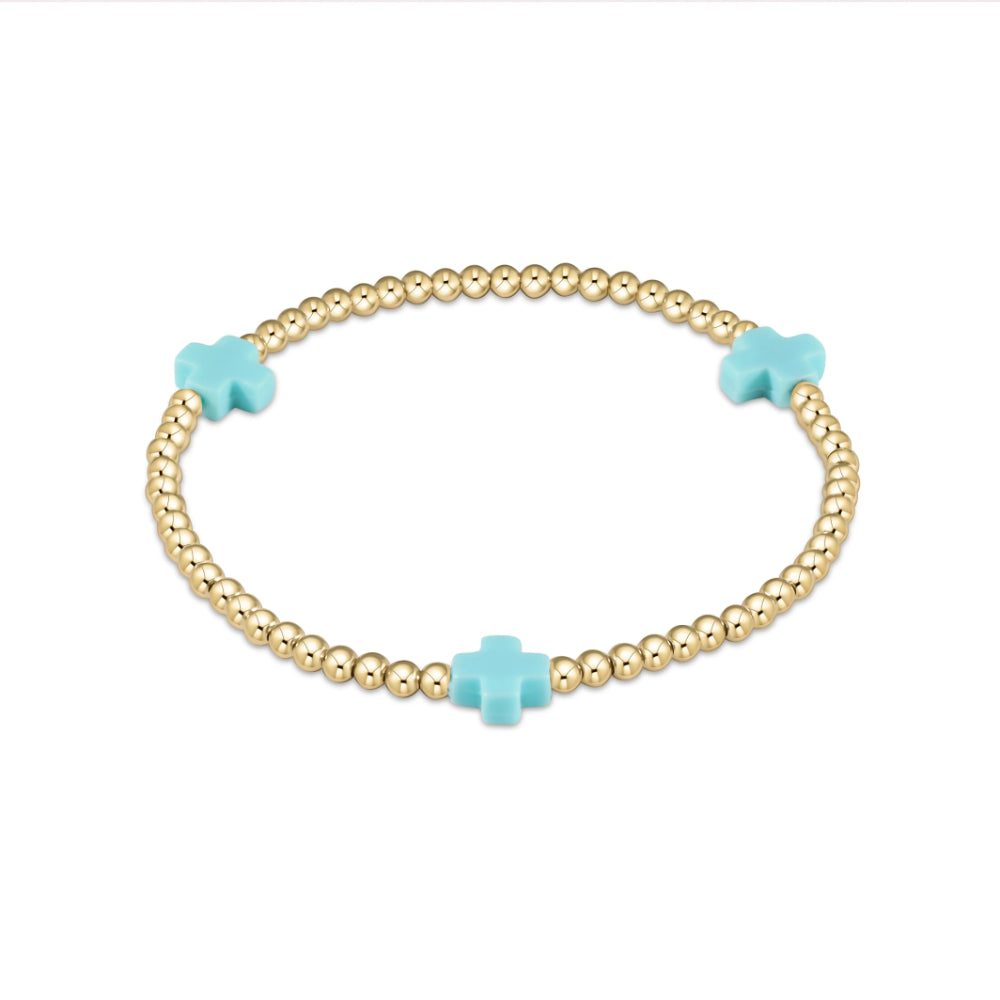 egirl Signature Cross Gold Pattern 3mm Bead Bracelet - Navy main image 1