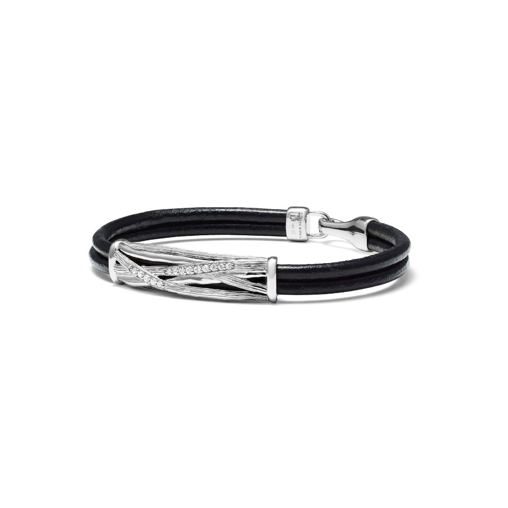 Judith Ripka Santorini Leather Cord Bracelet with Diamonds