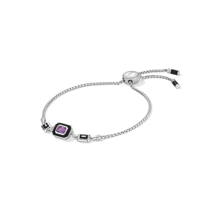 Judith Ripka Sterling Silver Adrienne Enamel & Amethyst Friendship Bracelet