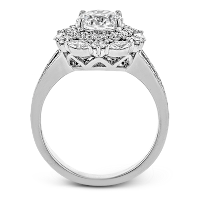 Simon G. Round Diamond Engagement Ring with Double Halo