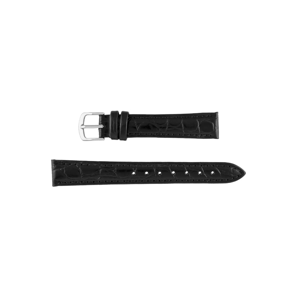 Ladies Black Leather Crocodile Grain Watch Band, 13mm