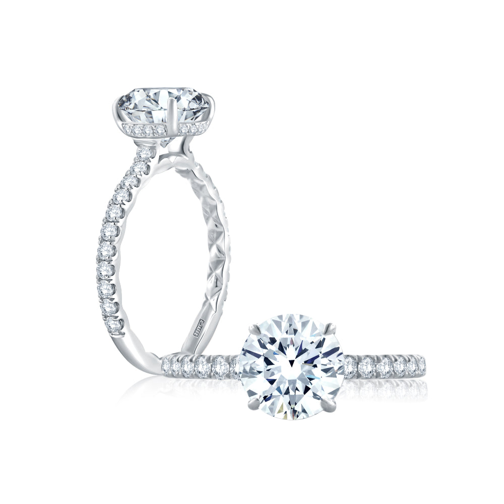 A. JAFFE Statement Round Quilted Engagement Ring