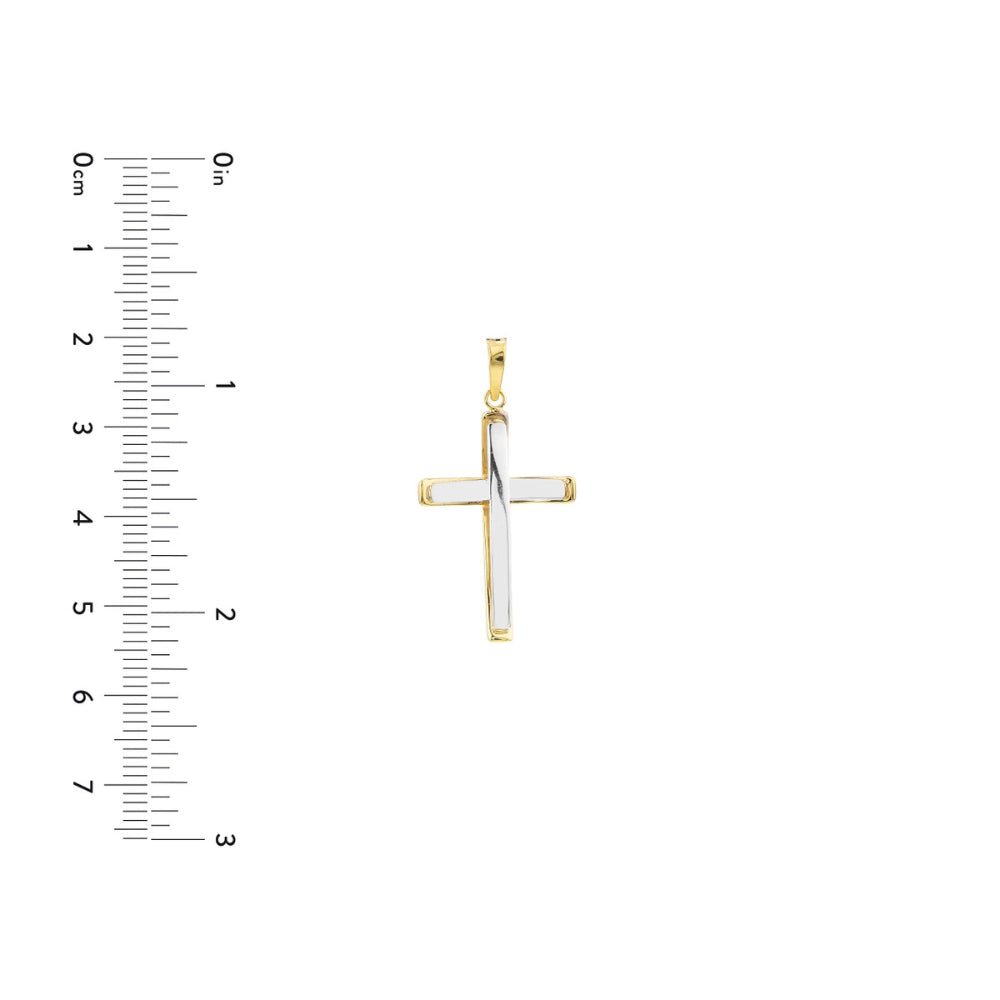 14K Two-Tone Reversible Cross with Chain