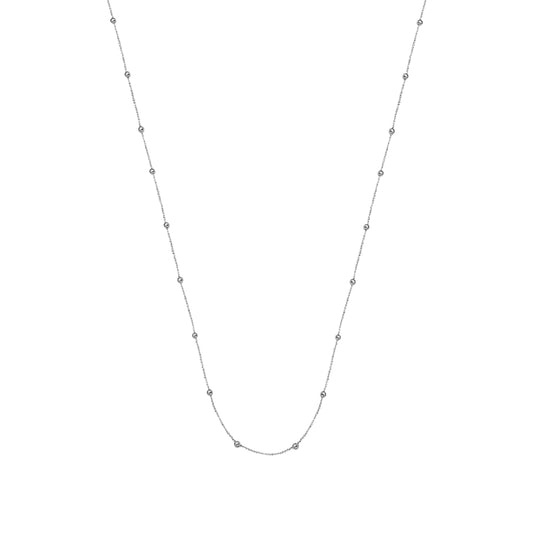 14k Gold Beaded Station Necklace, 17"