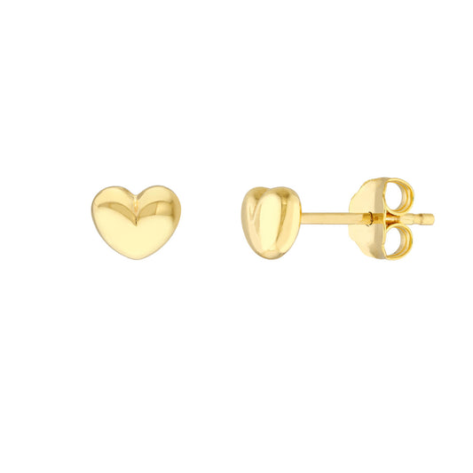 14k Gold Puffy Heart Stud Earrings