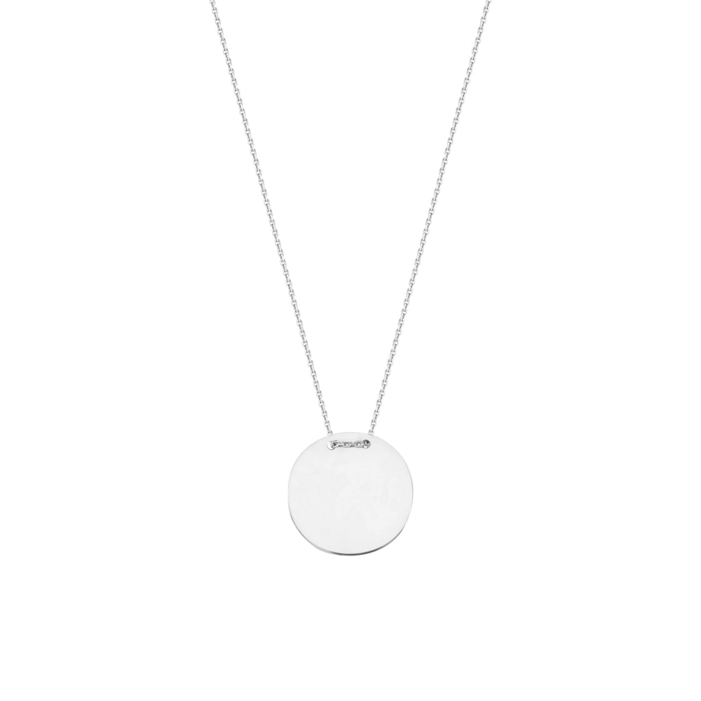 Sterling Silver Engravable Round Disc Necklace