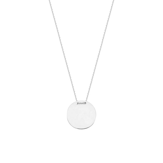 Sterling Silver Engravable Round Disc Necklace