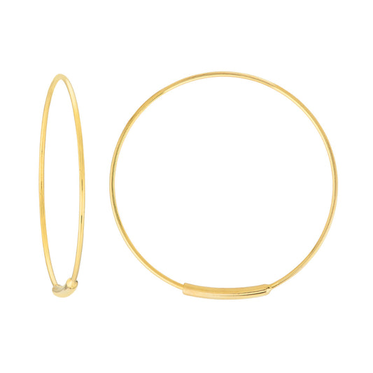 14k Gold Endless Wire Hoop Earrings