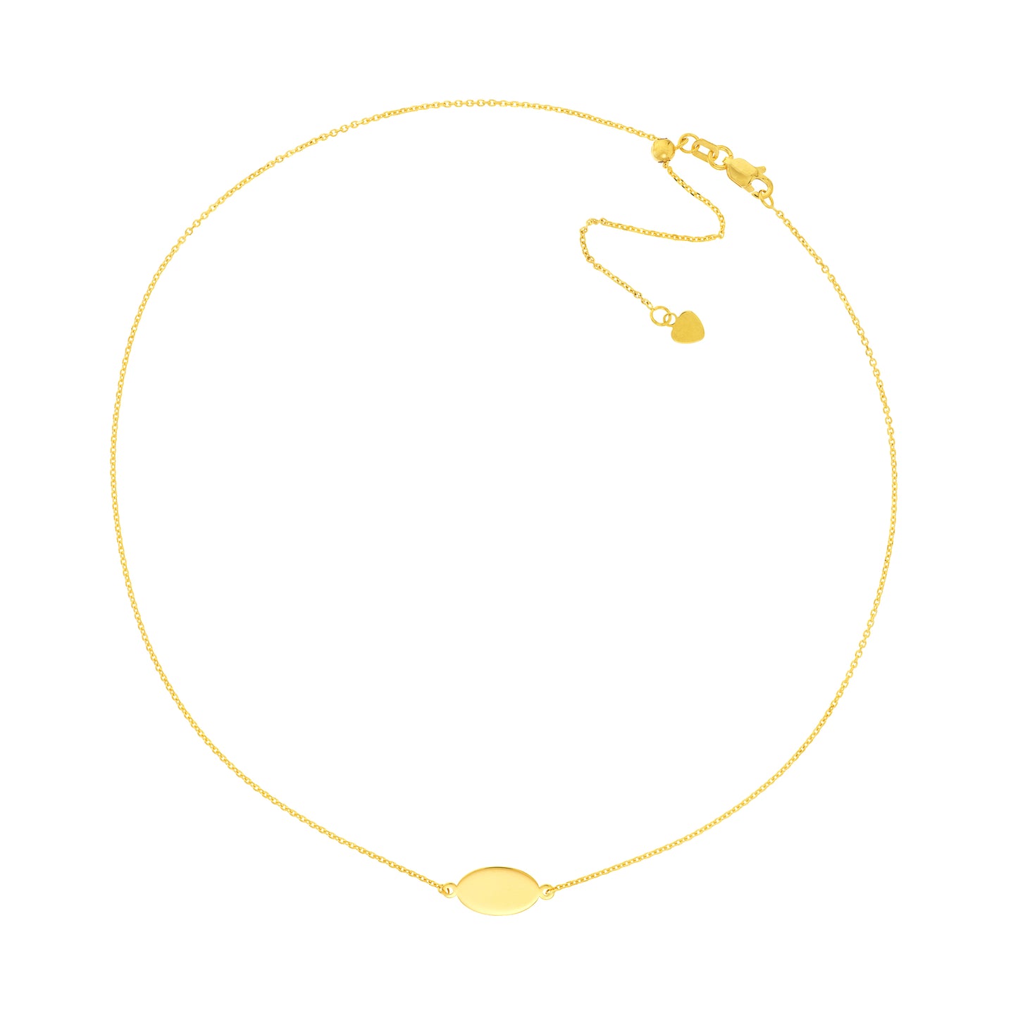 14K Gold Engravable Oval Pendant Necklace