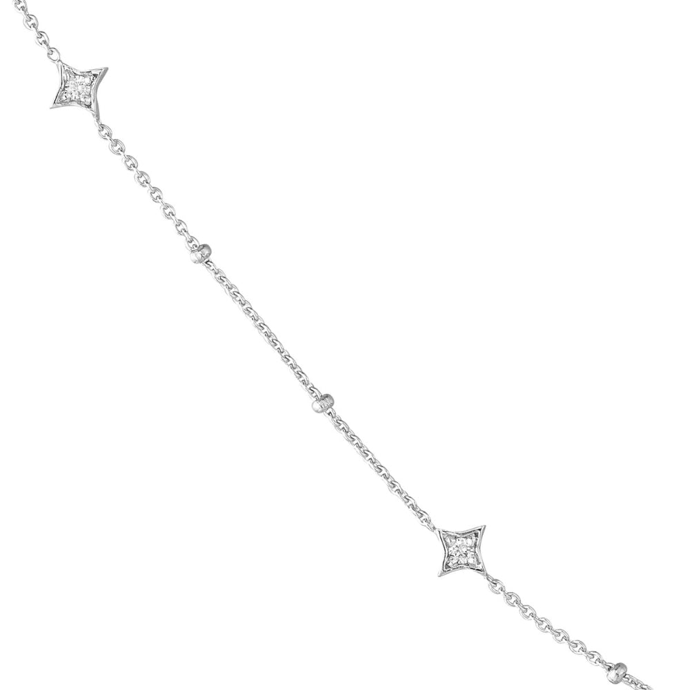 14k Gold Diamond Star & Beads Necklace