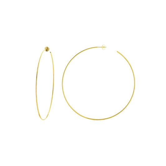 14k Gold Polished Post Hoop Earrings