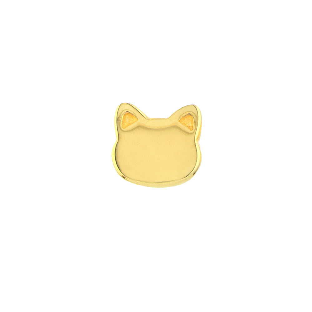 14k Gold Cat Face Stud Earrings