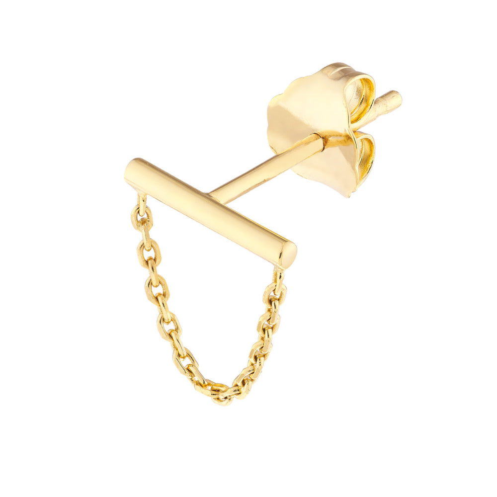 14k Yellow Gold Petite Chain Drape Stud Earrings