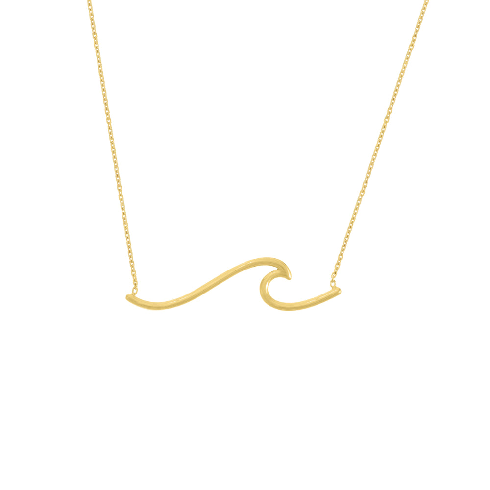 14k Gold Wave Pendant Necklace