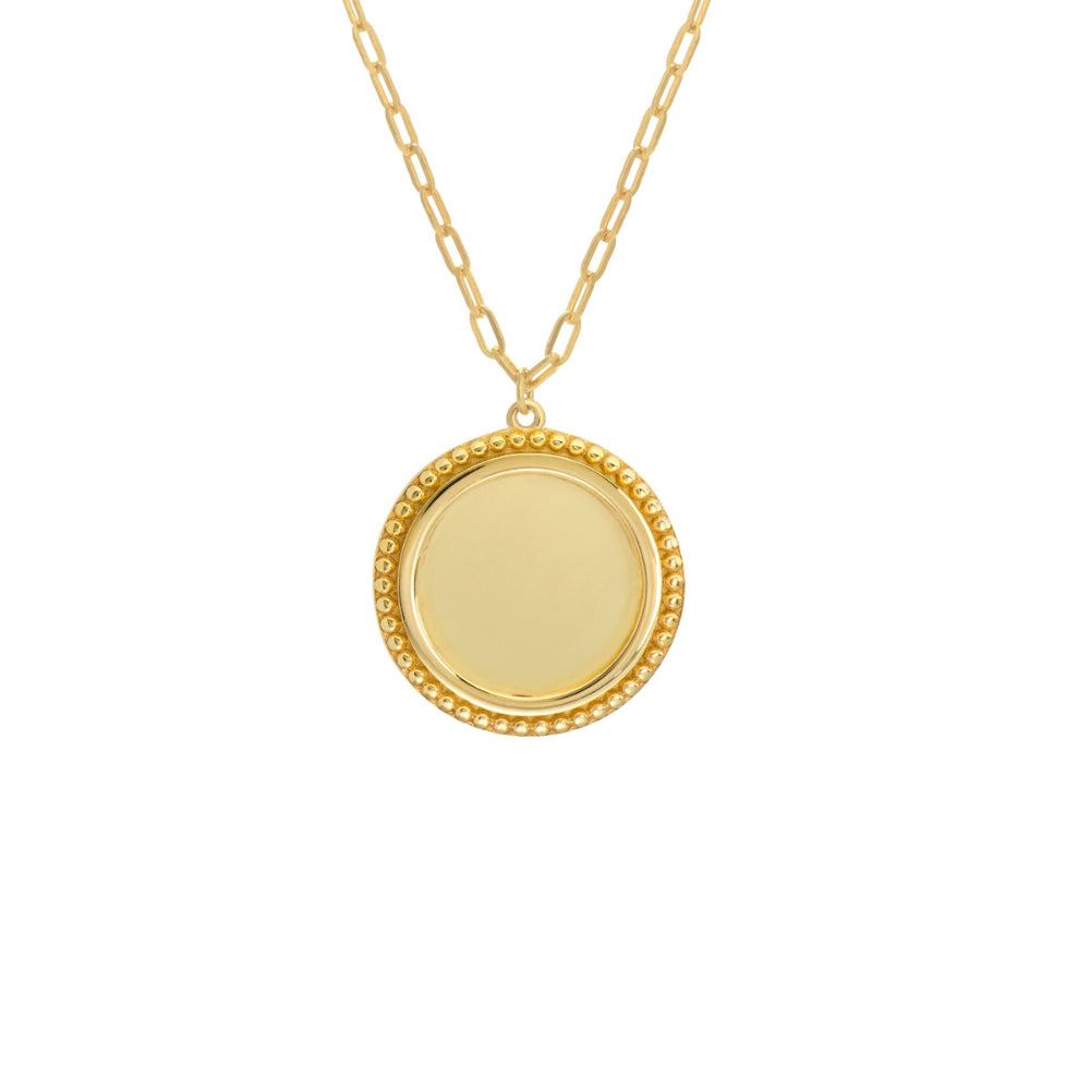 14k Gold Engravable Disc Pendant Necklace, 22"
