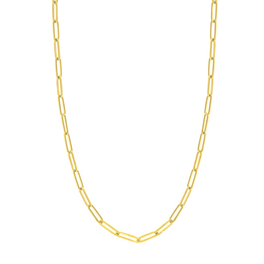 14k Yellow Gold Paper Clip Chain Necklace