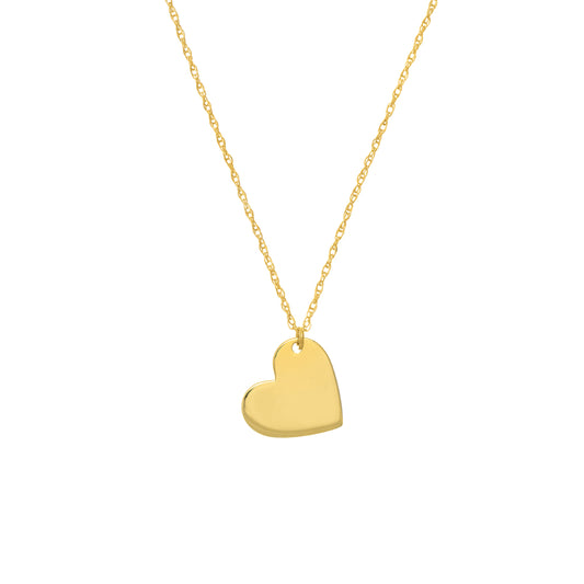 14k Slanted Heart Pendant Necklace 18"