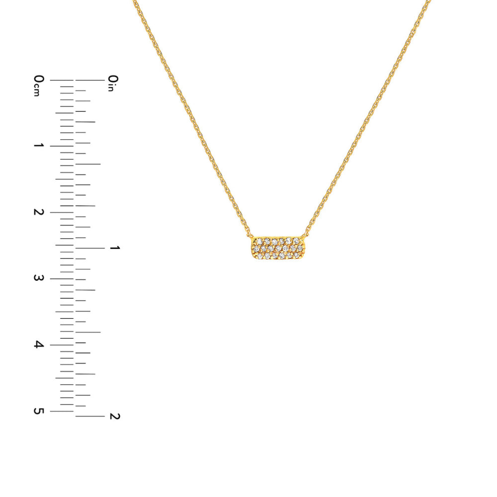 14y Gold Diamond Set Mini Plaque Necklace