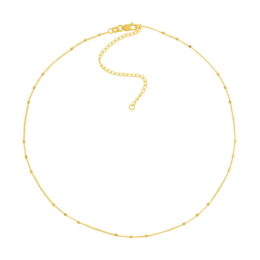 14k Gold Saturn Beaded Choker Chain Necklace