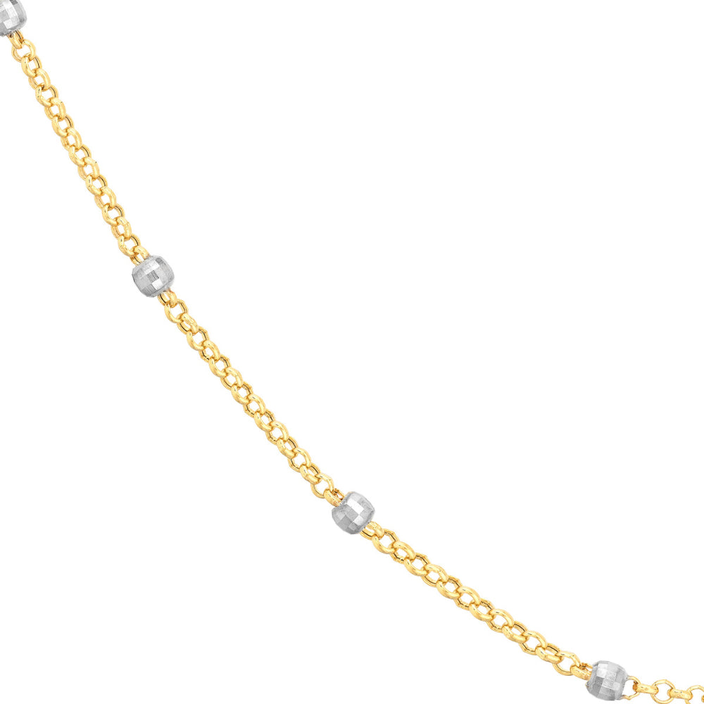 14k Two-Tone Disco Bead Chain Necklace