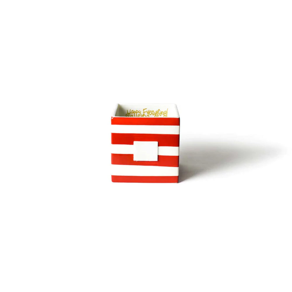 Happy Everything Red Stripe Mini Nesting Cube- Medium