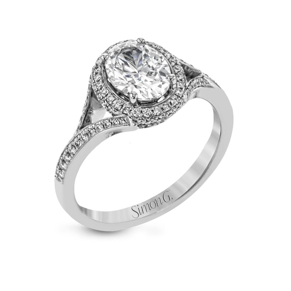 Simon G. Oval Diamond Halo Engagement Ring