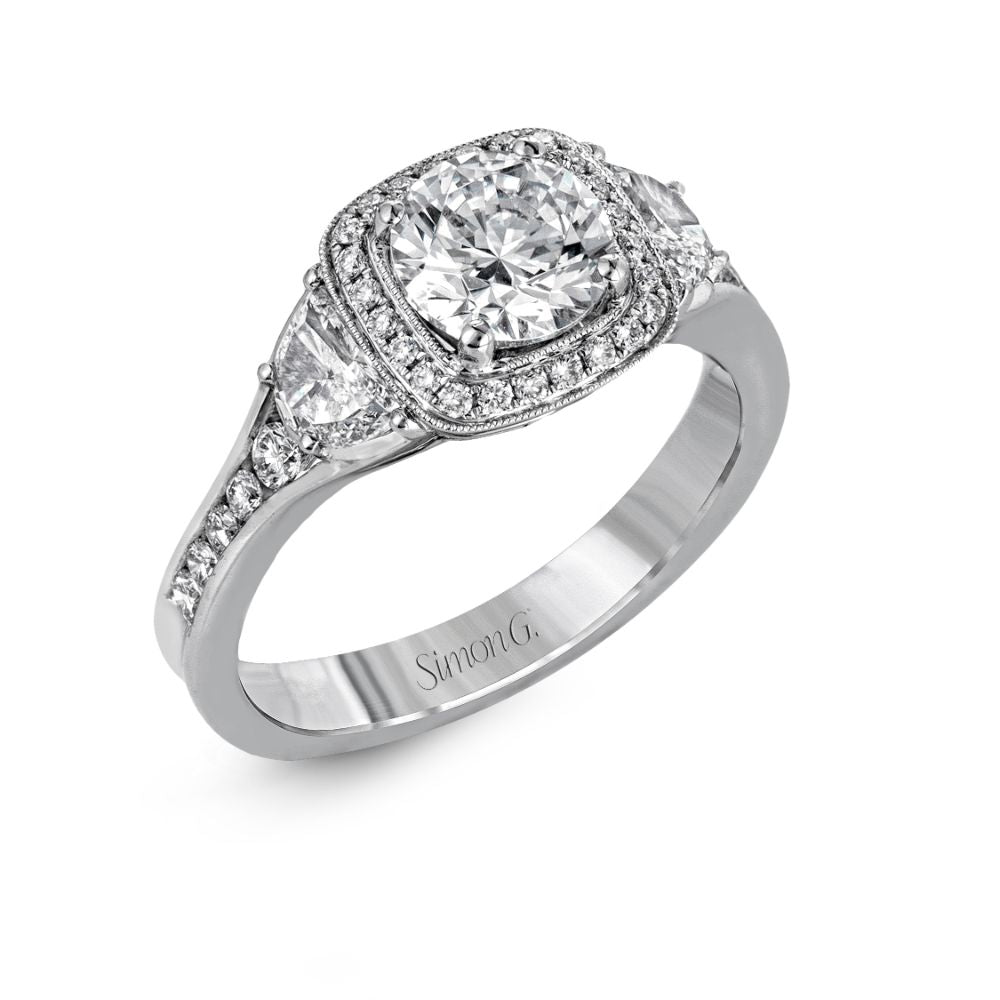 Simon G. Round Diamond Halo Engagement Ring