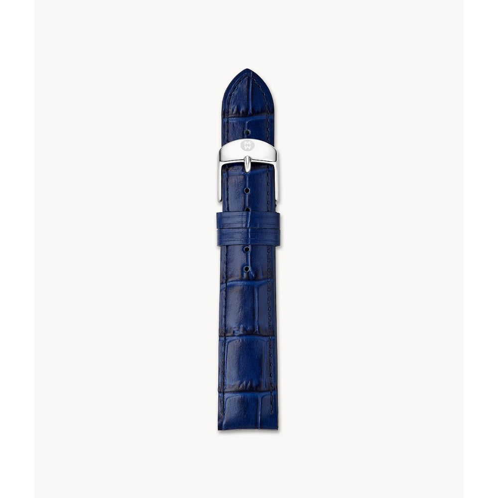 Michele 18mm Navy Embossed Alligator Leather Strap