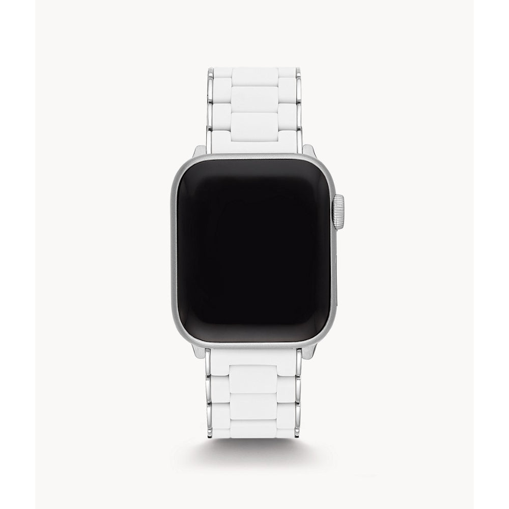 Michele White and Stainless Steel Silicone-Wrapped Bracelet Band for Apple Watch®
