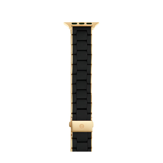 Michele Black and Gold-Tone Silicone-Wrapped Bracelet Band for Apple Watch®