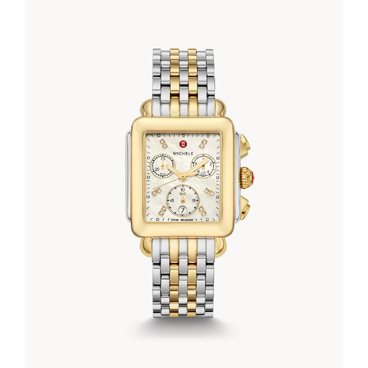 Michele Deco Two-Tone 18K Gold Diamond Dial Watch