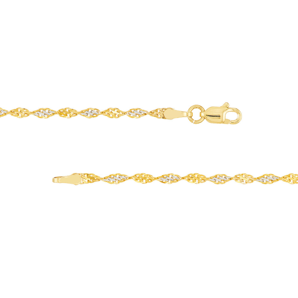 14k Gold Two-Tone Diamond-Cut Chain