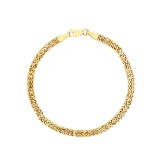 14k Gold Two-Row Bracelet, 7.5"